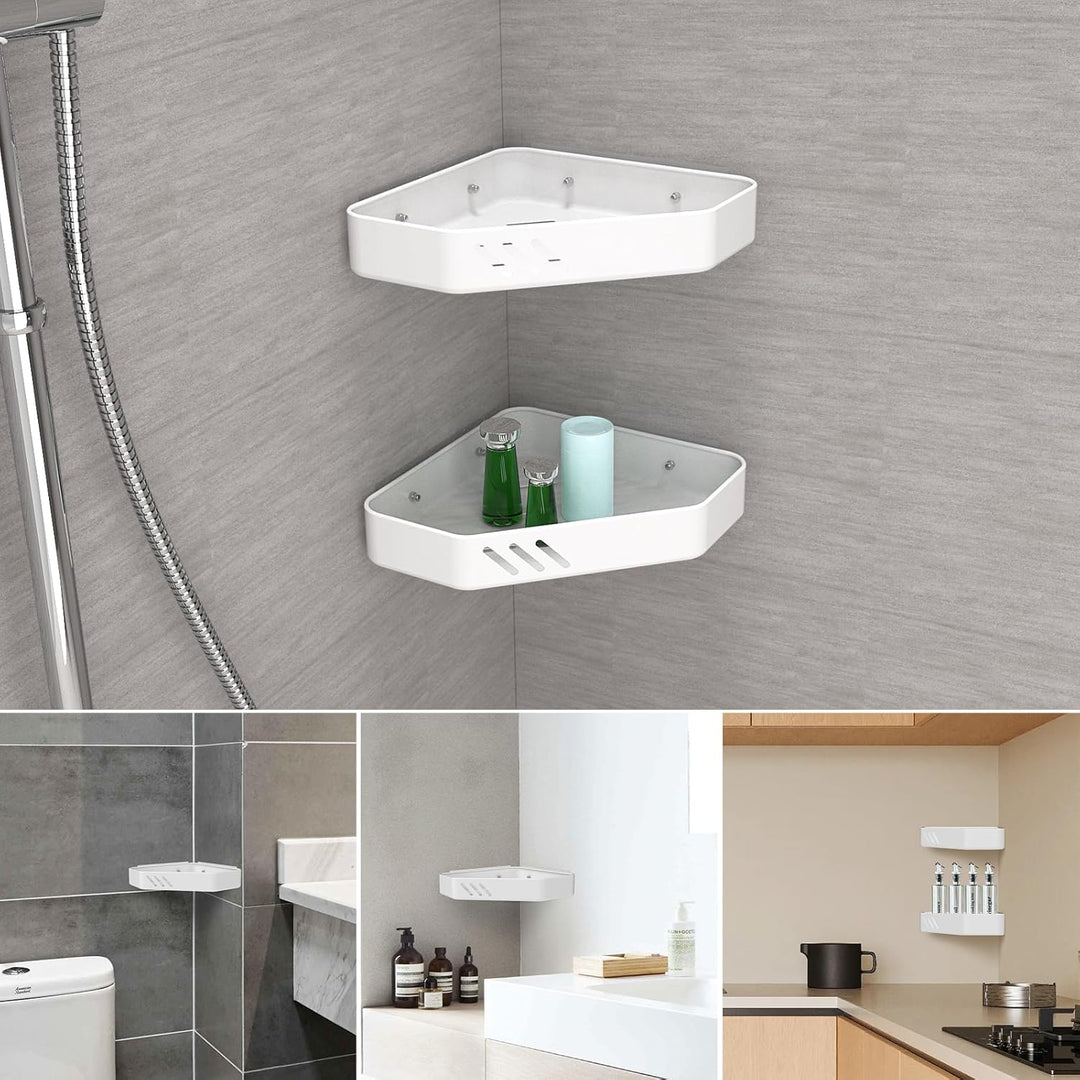 Ibergrif M34034W Duschablage ohne Bohren Ecke, 2 Stück Rostfreie Badezimmer Organizer, Badregal Edel