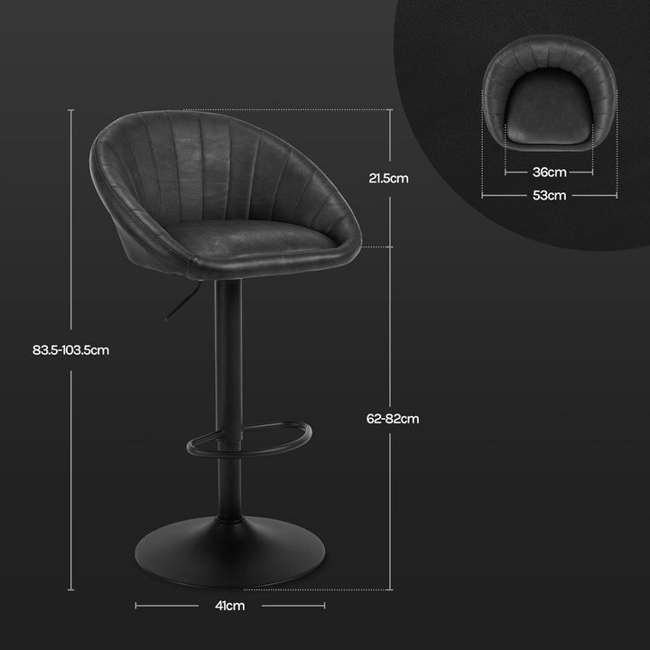 WOLTU Barhocker 2er Set, Barstuhl Höhenverstellbar, PU-Bezug, Anthrazit | Drehbarer Bar Stool mit Rü