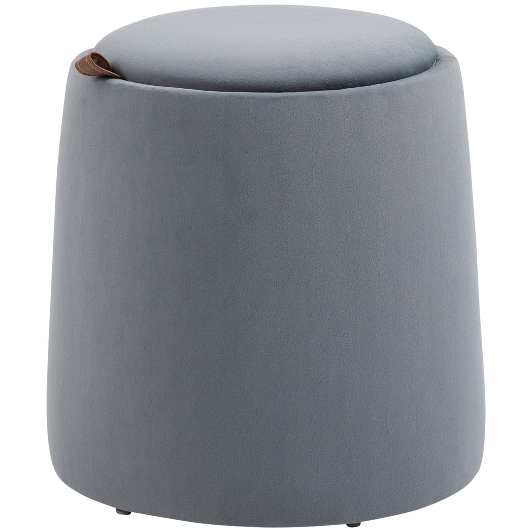 HOMCOM 2-in-1 Ottomane Sitzhocker Runde Polsterhocker Fussbank inklusive Stauraum, abnehmbaren Decke