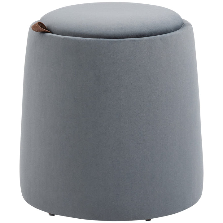 HOMCOM 2-in-1 Ottomane Sitzhocker Runde Polsterhocker Fussbank inklusive Stauraum, abnehmbaren Decke