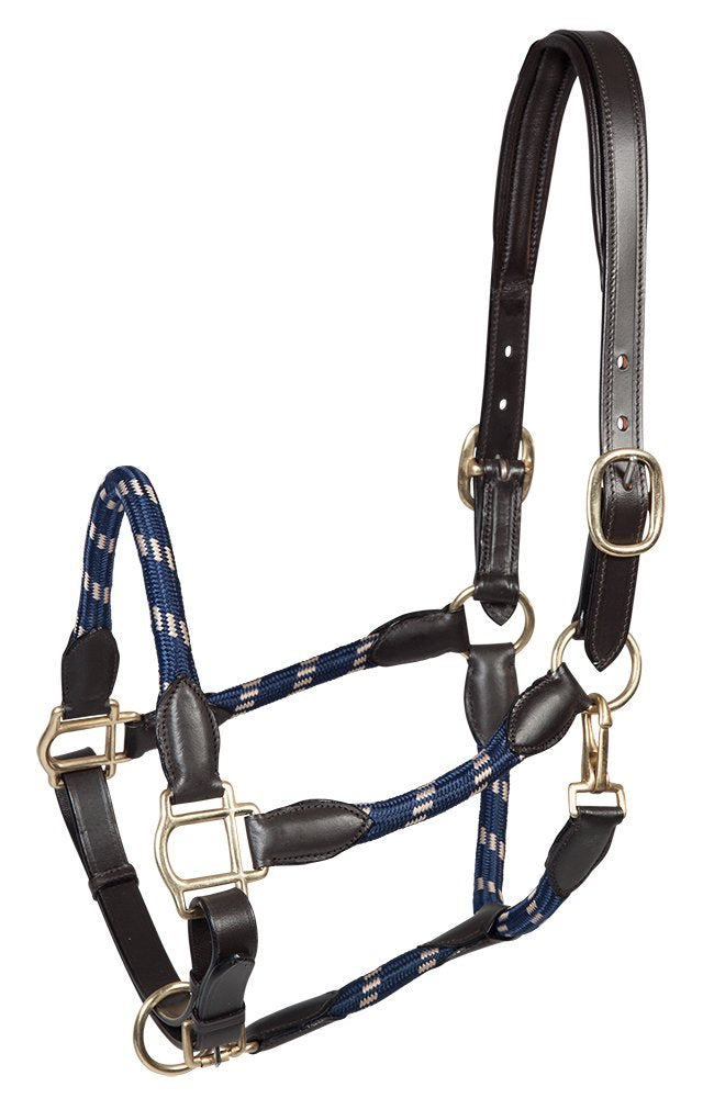 PFIFF 102551 Lederhalfter 'Lina', blau-beige Pony Pony Blau-Beige, Pony Blau-Beige