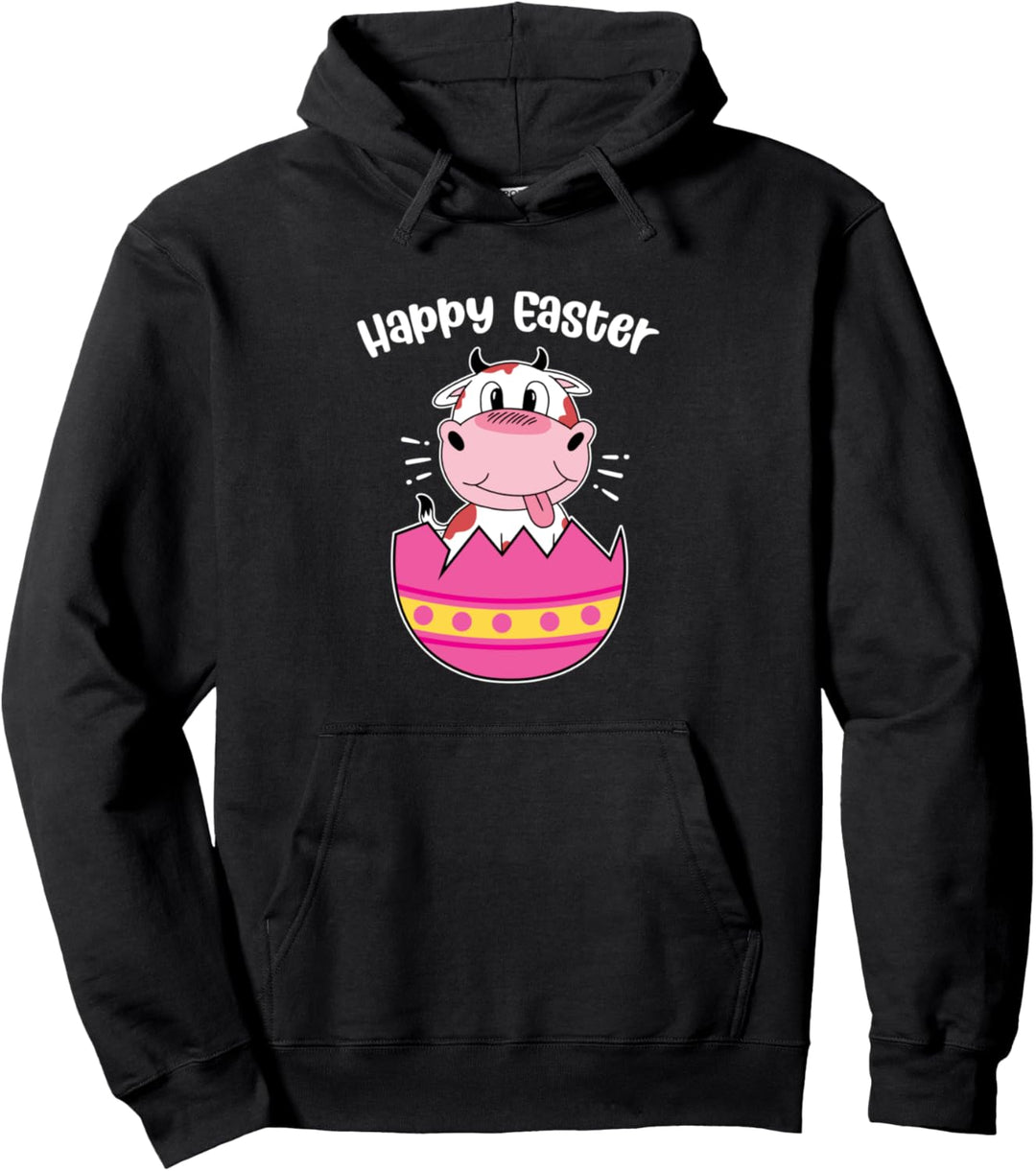 Frohes Osterei Niedliche Kuh Tier Bauernhof Pullover Hoodie