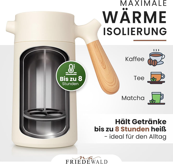 NA FRIEDEWALD French Press | Kaffeebereiter | Französische Kaffeepresse | Coffee Press | 1L Thermo K