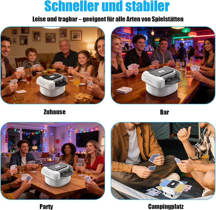 Flüsterleiser Automatischer Kartenmischmaschine, Kartenmischer, mit 2600mAh Akku & Dual-Mode-Mischsy