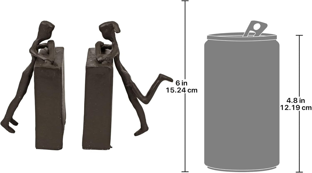 Design Toscano Über dem Buchregal, Figuren aus Eisenguss