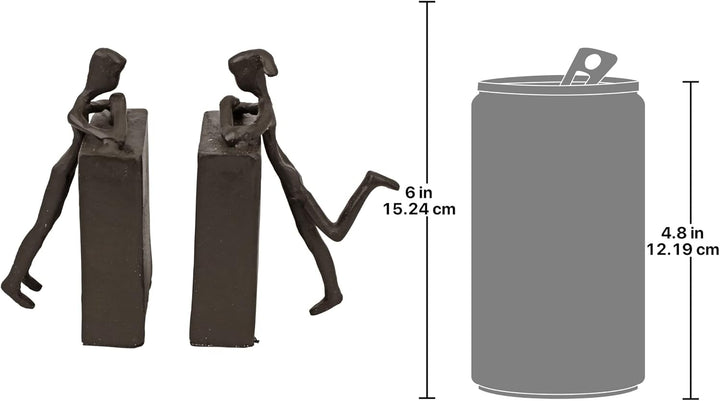 Design Toscano Über dem Buchregal, Figuren aus Eisenguss