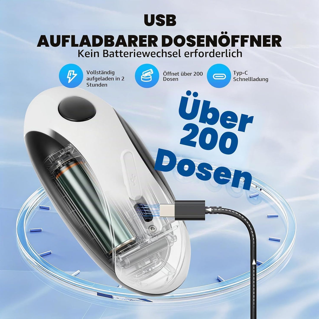 Elektrischer Dosenöffner USB-wiederaufladbarer Dosenöffner - Batteriebetrieben, Automatischer Ein-Ta
