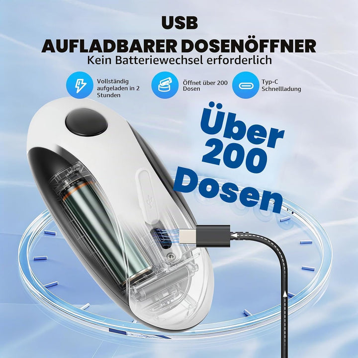 Elektrischer Dosenöffner USB-wiederaufladbarer Dosenöffner - Batteriebetrieben, Automatischer Ein-Ta