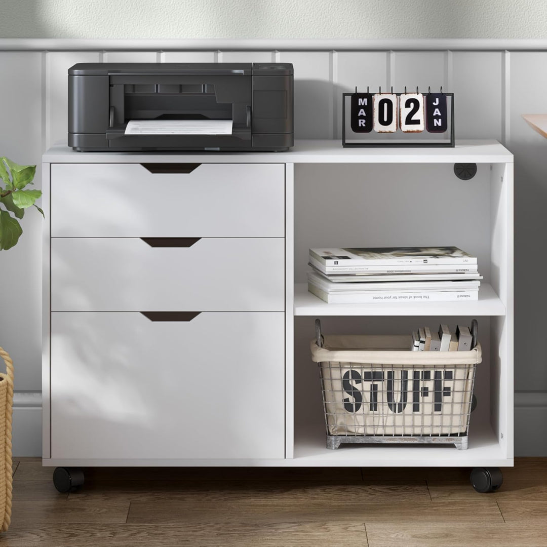 sogesfurniture Aktenschrank, Büroschrank, Aufbewahrungsschrank auf Rollen, Beistellschrank mit 2 off