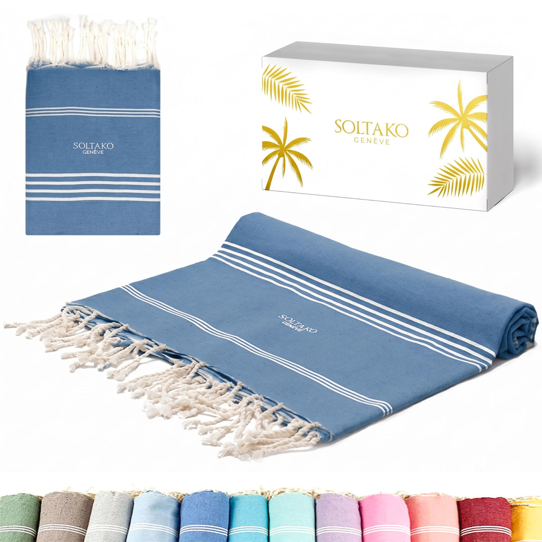 SOLTAKO Bali Strandtuch gross 200x200 aus 100% Baumwolle - Stranddecke für Familie-Saunatuch- Badetu