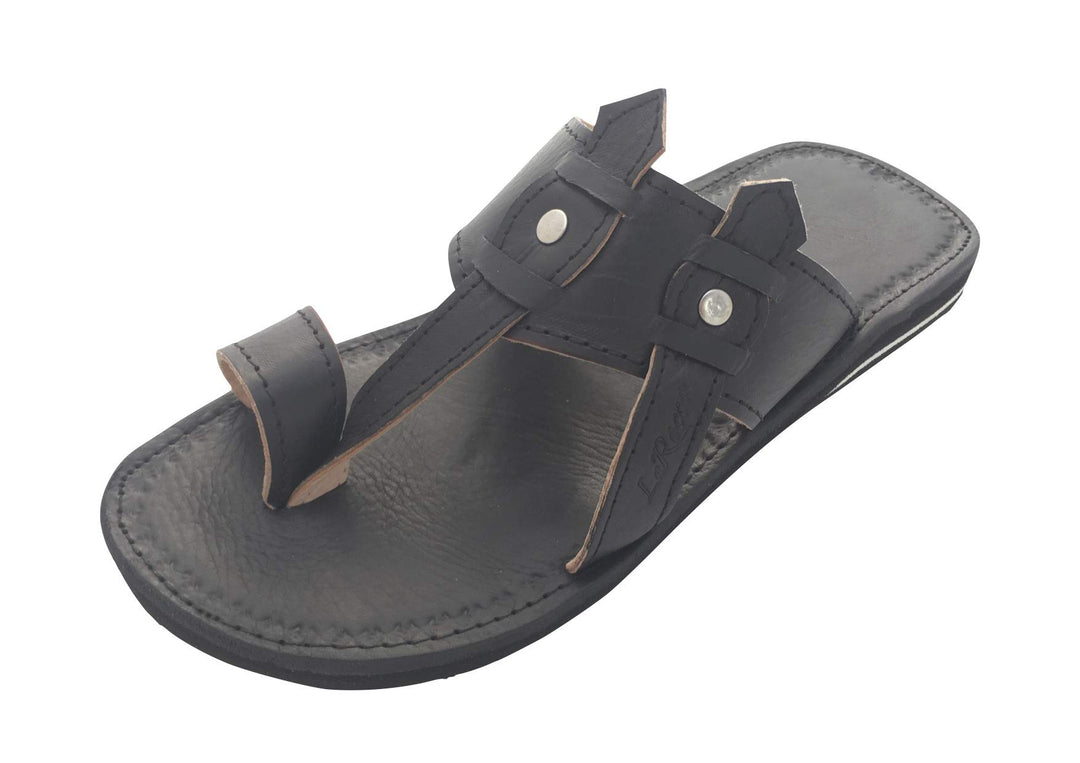 LaRocco Ledersandalen Zehenring Zehentrenner Zehenschlaufe Echtleder Sandalen 2.a.b.m 43 EU Mattschw