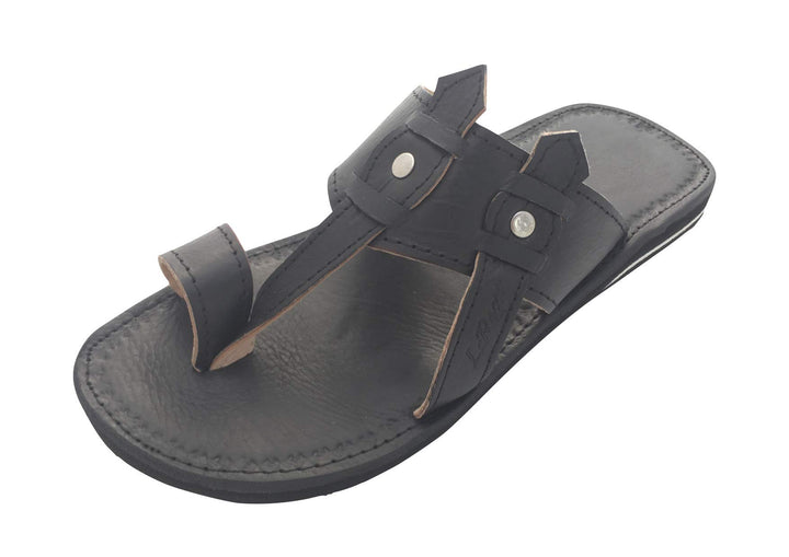 LaRocco Ledersandalen Zehenring Zehentrenner Zehenschlaufe Echtleder Sandalen 2.a.b.m 43 EU Mattschw
