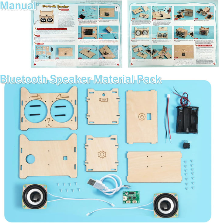 DIY Bluetooth Lautsprecher,Elektronik Baukasten Lautsprecher Bausatz Holz Experimente Wissenschaft E