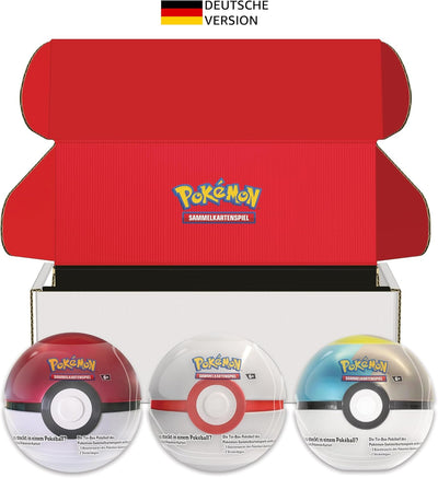 Pokémon-Sammelkartenspiel: Pokéball Tin-Box-Bundle – Pokéball, Premierball & Mondball (9 Boosterpack