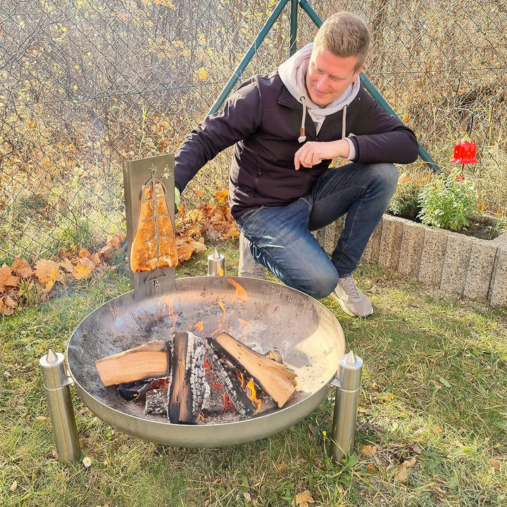 Fire World | Flammlachsbrett | Lachsbrett aus Edelstahl | Grillzubehör für Feuerschale und Kugelgril