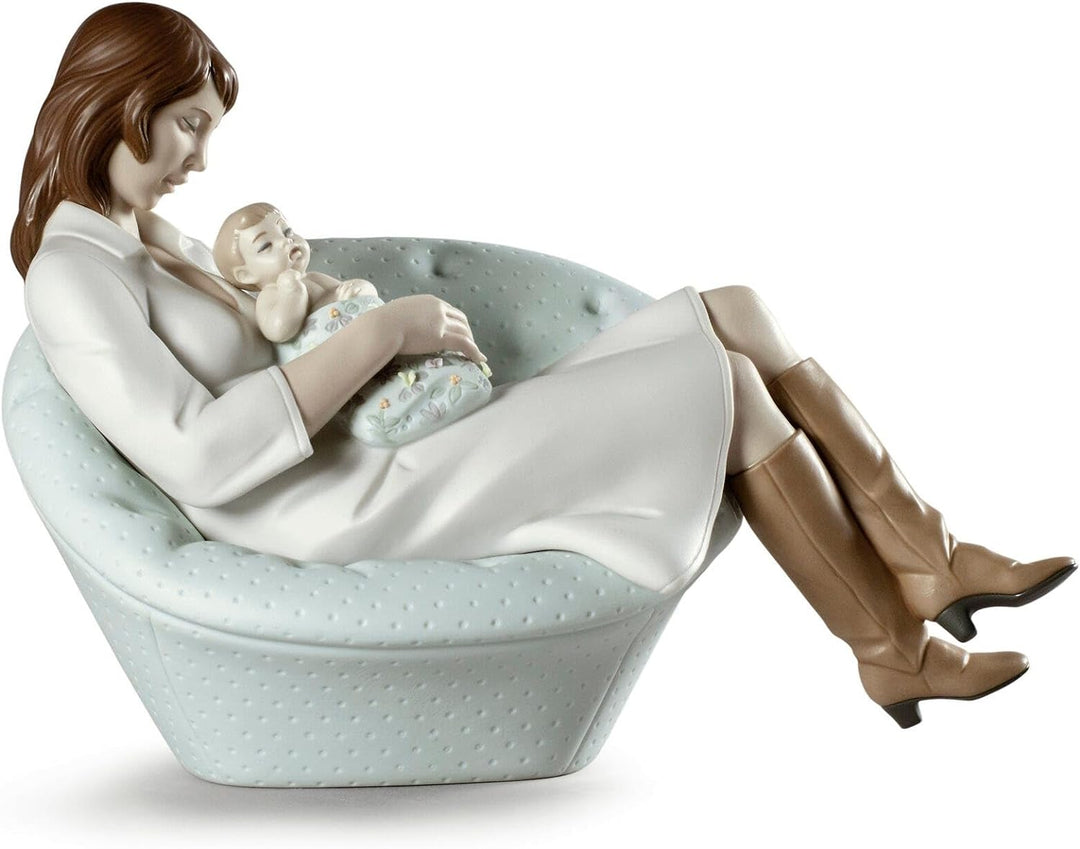 LLADRÓ Figur Mit Mutti Schlafen. Mutter. Porzellan.