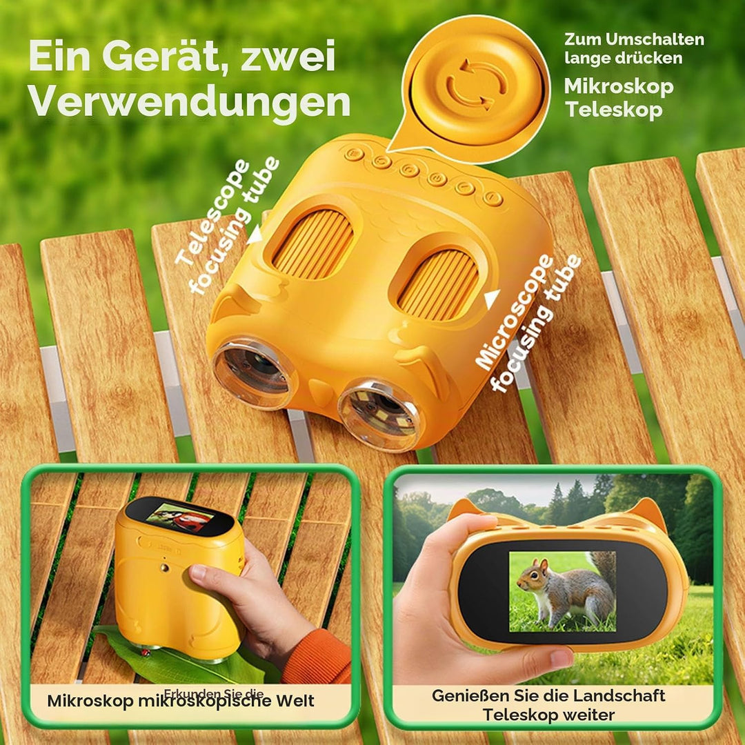 2 in 1 Mikroskop und Teleskop, Mikroskop für Kinder, tragbares Taschen Mikroskope, 1000 x Handmikros