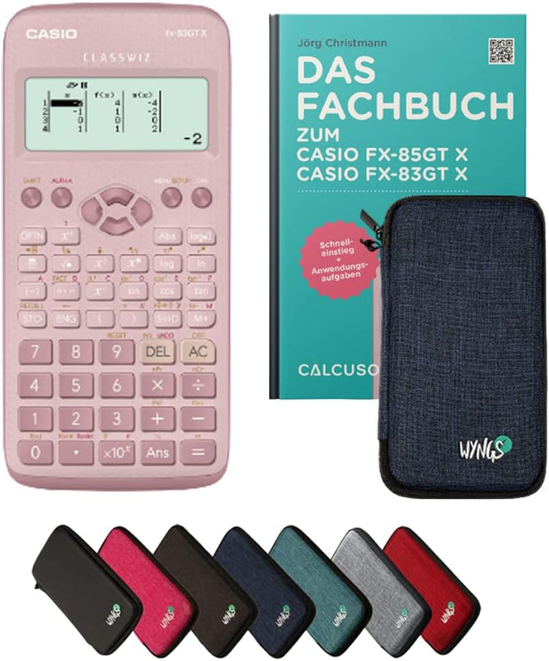 CALCUSO Standardpaket: Casio FX-83GT X technisch-wissenschaftlicher Taschenrechner + WYNGS Schutztas