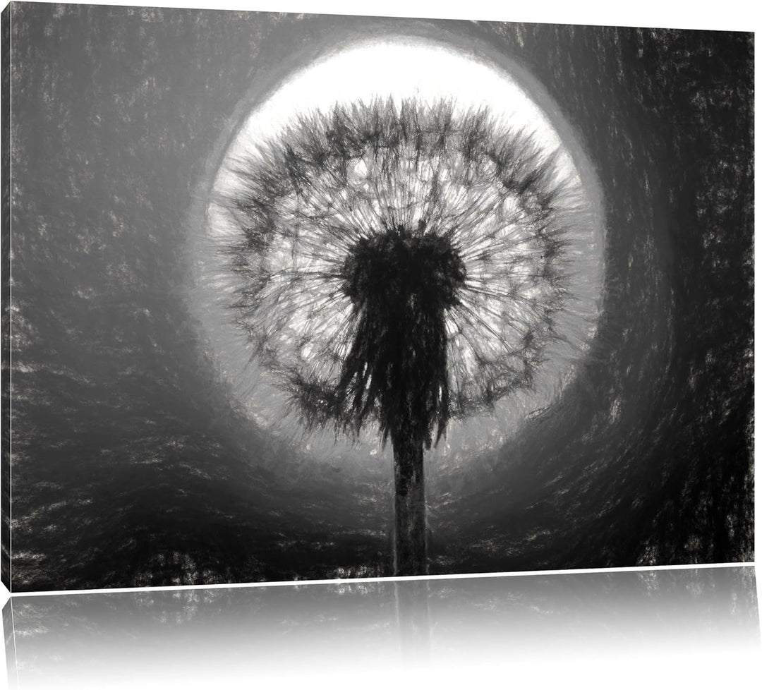 Pixxprint Pusteblume abends als Leinwandbild/Grösse: 100x70 cm/Wandbild/Kunstdruck/fertig bespannt,