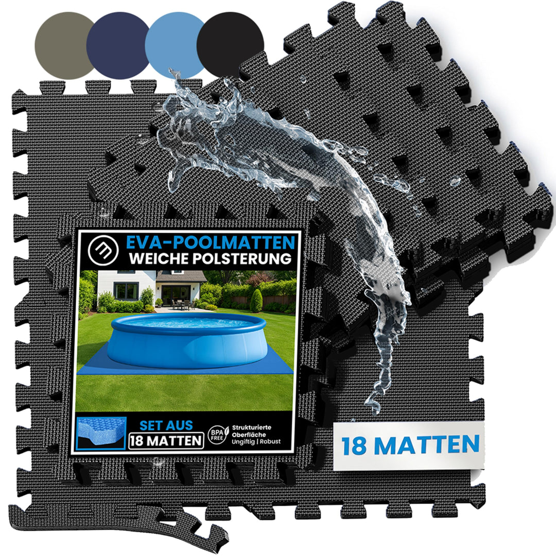 bemaxx Poolunterlage Poolmatte Unterlegmatte - 18 EVA Pool Matten Set: Bodenschutzmatte Puzzlematte