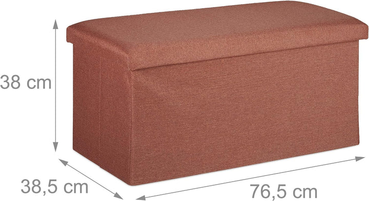 Relaxdays Sitzbank mit Stauraum, Leinen-Optik, gepolstert, Flur, Schlafzimmer, Truhenbank, HBT 38 x