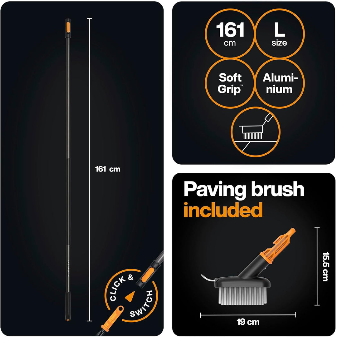 Fiskars OneClick Fugenbürste & Stiel L, Set, Stiellänge: 161 cm, 1080719