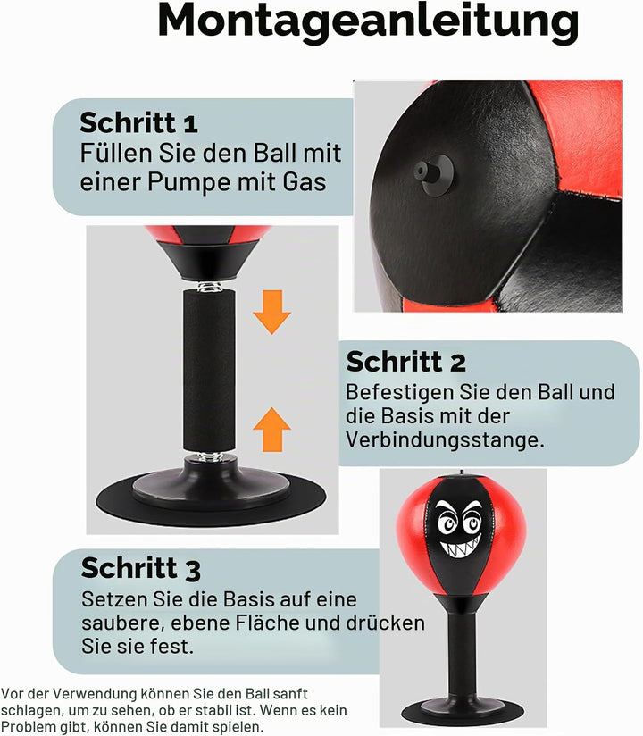 Punchingball, Punchingball Tisch mit Federn, Saugnapf zum Stressabbau für Chef, Kollegen, Freunde, 1