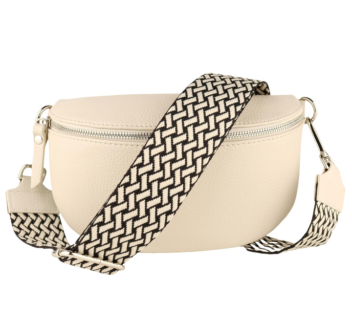 MIRROSI® Bauchtasche Damen, Echtleder, Made in Italy, Umhängetasche, Brusttasche, Crossbody Bag (1 T