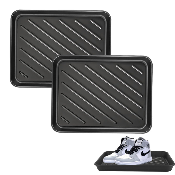HOMURY Schwarz Schuhabtropfschale 2er Set: Schuh Abtropfschalen, Schuhwannen aus Kunststoff, Schuhab