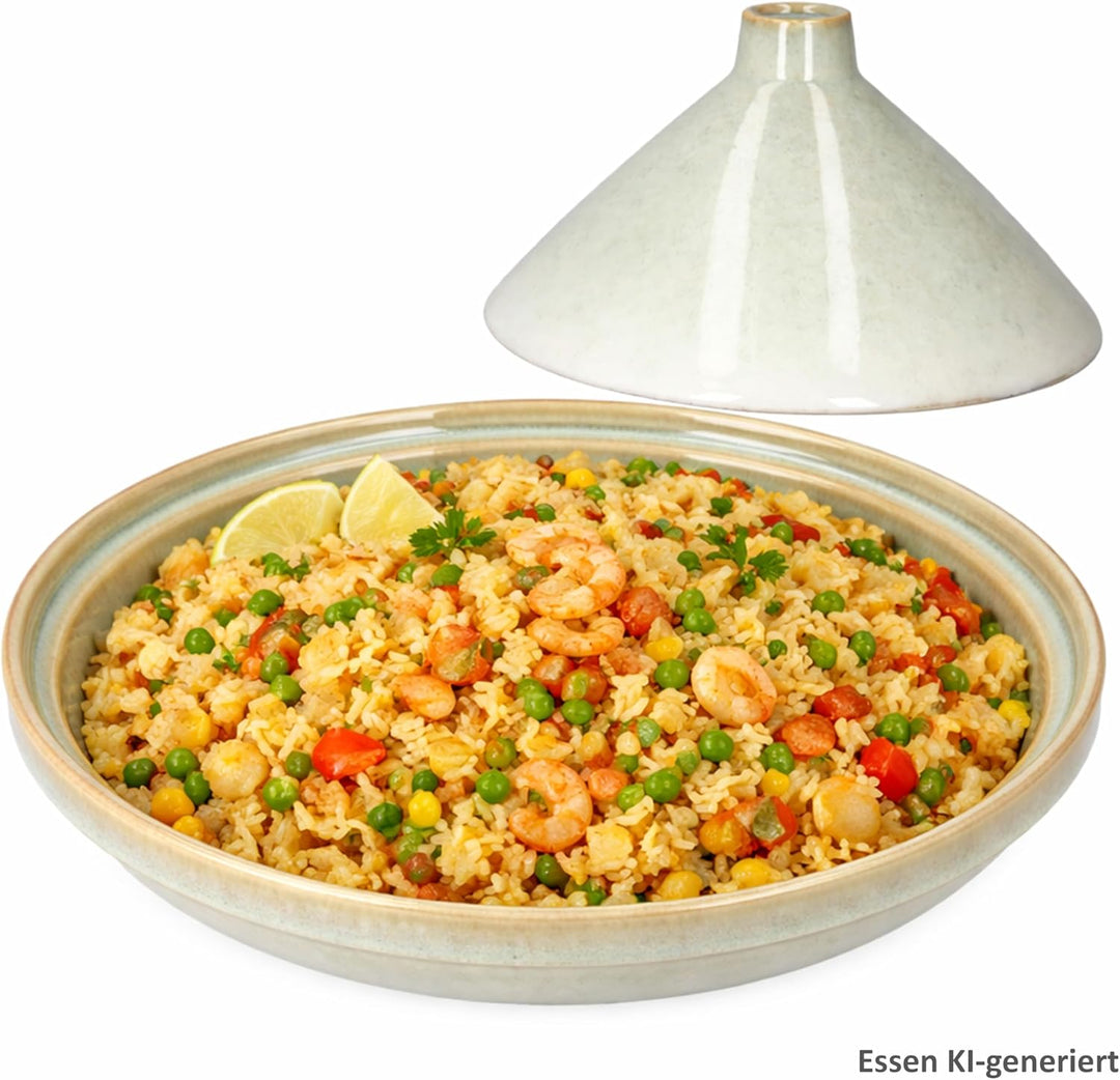 MamboCat Tajine aus Steingut hellgrün I orientalische Schmorform mit Deckel I mediterrane Servier- &