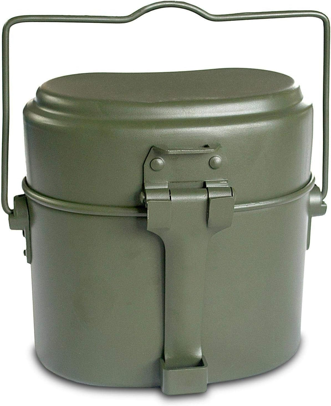 Outdoor Geschirrset Essbesteck + Aluminium Kochgeschirr + Schale 18/8 Stahl - rostfrei Oliv, Oliv
