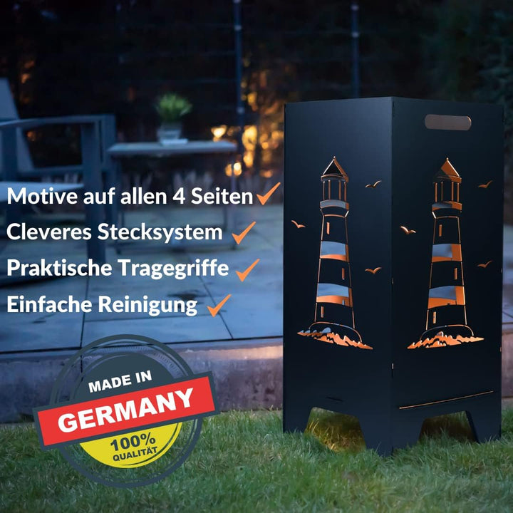 FEUERTONNEN BERTLING® Feuertonne Mit Maritim Motiv | Stabiles Stecksystem Mit Tragegriffen | Robust