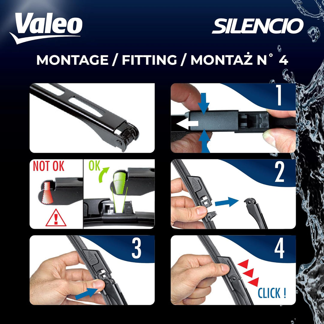 Valeo Silencio VF302 Wischerblatt 574303 Vorderansicht: 550mm 550mm Menge Set 2 Einheiten Fahrerseit