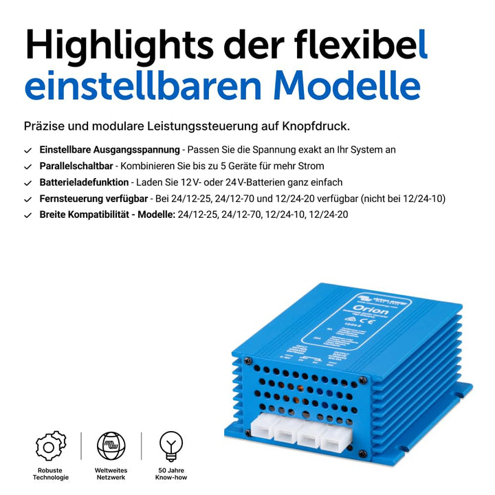 Victron Energy Orion IP20 12/24-Volt 8 Amp DC-DC Konverter Nicht isoliert, Hohe Leistung 12/24-Volt,