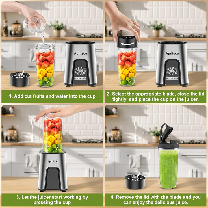 Smoothie Mixer, Apritsce 800W Standmixer Smoothie Maker, Blender Elektrisch mit 2 Flasche und 300ML