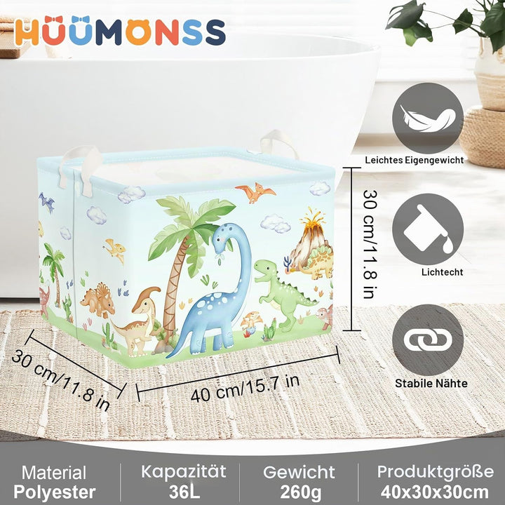 Dinosaurier Kinder Wäschekorb Faltbar für Jungen Mädchen Gross Kleidung Spielzeug Aufbewahrungskorb