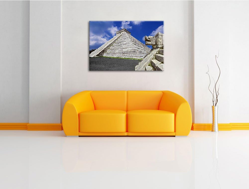 Maya Tempel in Mexiko schwarz/weiss Format: 100x70 auf Leinwand, XXL riesige Bilder fertig gerahmt m