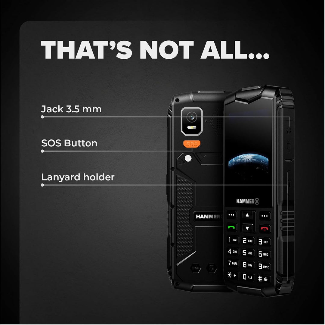 Hammer H Horizon LTE Outdoor Handy ohne Vertrag, 3000mAh Akku, 64 GB, 2,8" IPS Display, grosse Taste