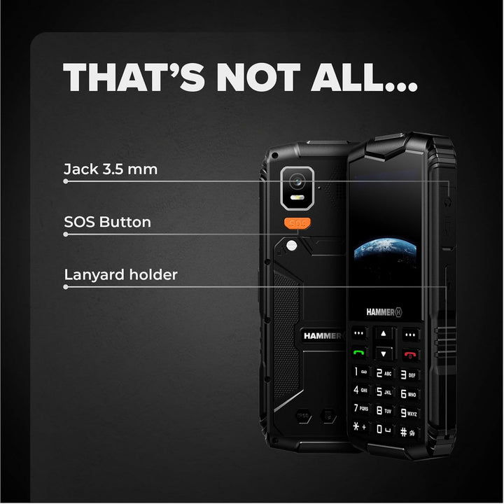 Hammer H Horizon LTE Outdoor Handy ohne Vertrag, 3000mAh Akku, 64 GB, 2,8" IPS Display, grosse Taste