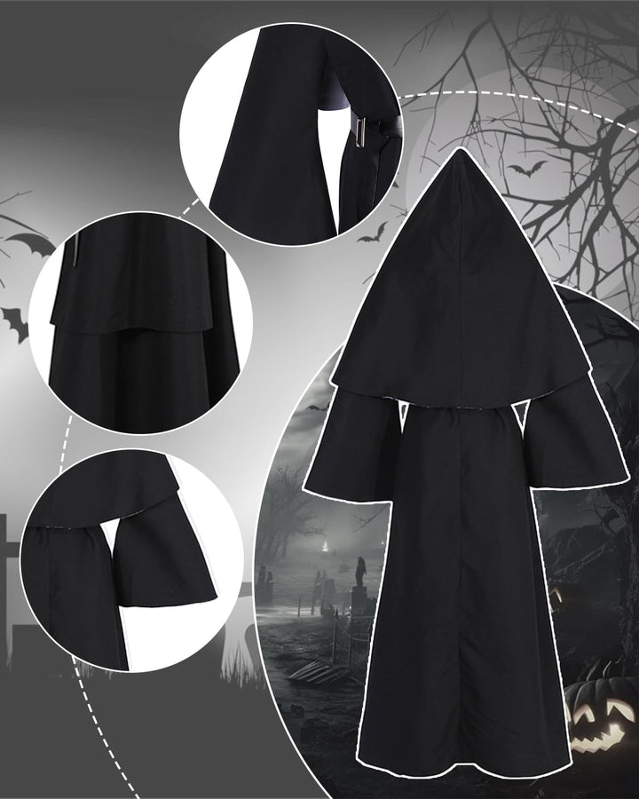 CR ROLECOS Nonnen Kostüm Damen,Faschingskostüme Damen Nonne für Erwachsene Kleidung Gothic Retro Kle
