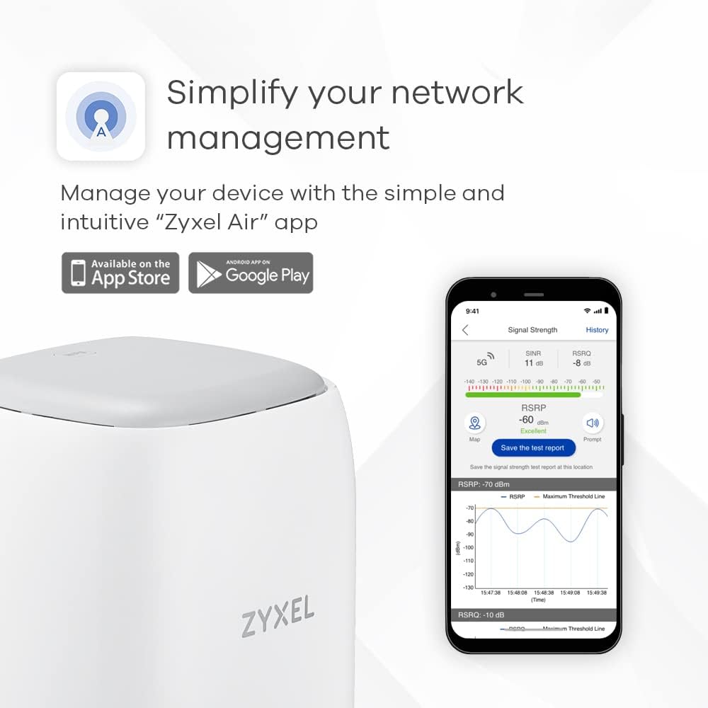Zyxel 4G LTE-A Indoor WLAN-Router | Dual-Band WLAN-Sharing für 64 Geräte | Unterstützt VoIP/Volte |