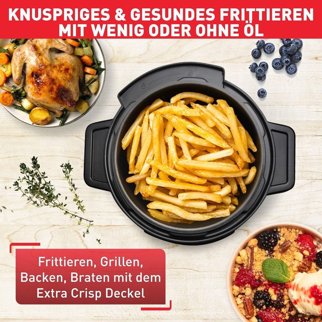Tefal CY7788 Turbo Cuisine & Fry Multikocher | Schnellkochtopf & Heissluftfritteuse | 14 automatisch