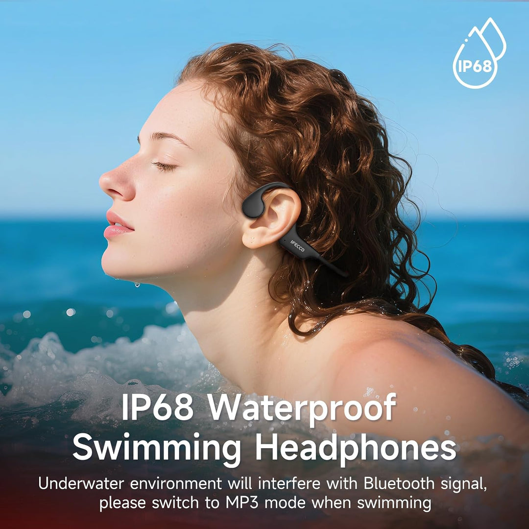 IFECCO Knochenschall Kopfhörer Schwimmen IP68 wasserdichte MP3-Player 8GB | Bluetooth 6.0, Open Ear