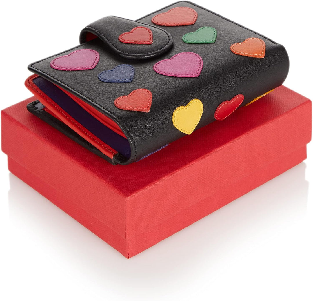 VISCONTI 100% Pur Leder Portemonnaie Damen RFID Schutz Geldbeutel Geldbörse Bifold Mehrfarbig Portmo