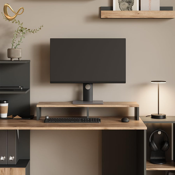 Livinity Monitorständer Lorena, Anthrazit/Goldkraft Eiche, 80 x 12 cm Anthracite/Goldkraft Oak, Anth