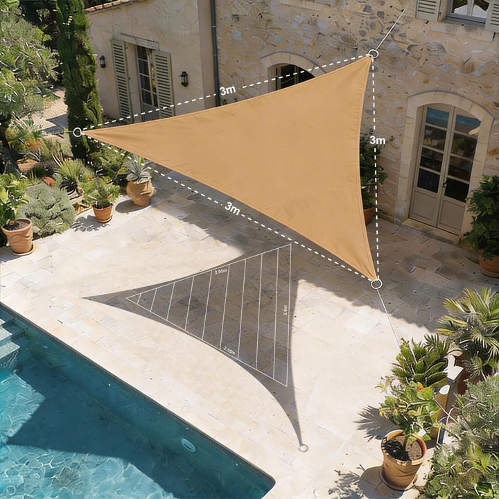 HAIKUS Sonnensegel Dreieckig 3x3x3m Premium HDPE UV Schutz Sonnenschutz Atmungsaktiv Wetterbeständig