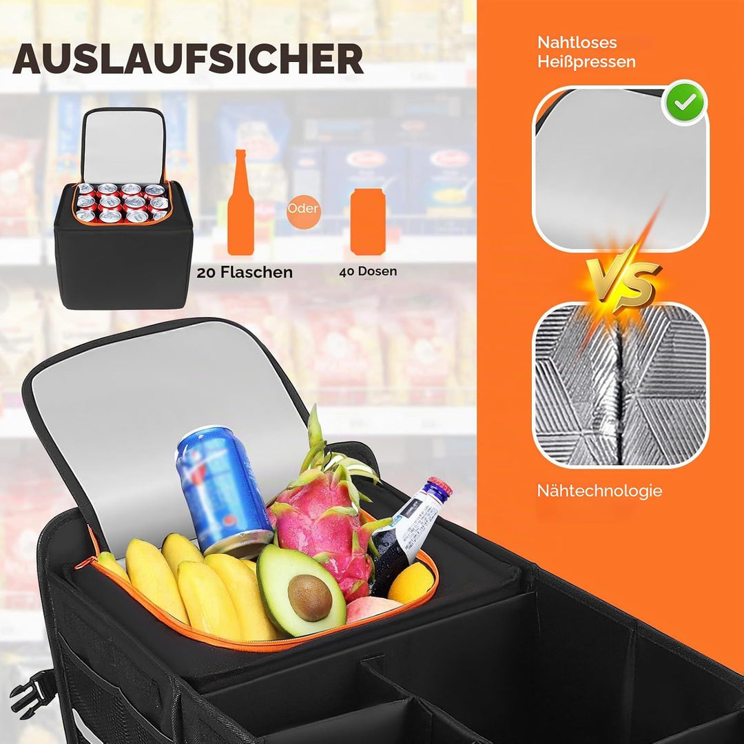 Kofferraum Organizer 115L, 90L Auto Organizer mit 25L Herausnehmbarer Isoliertasche, Kofferraumtasch