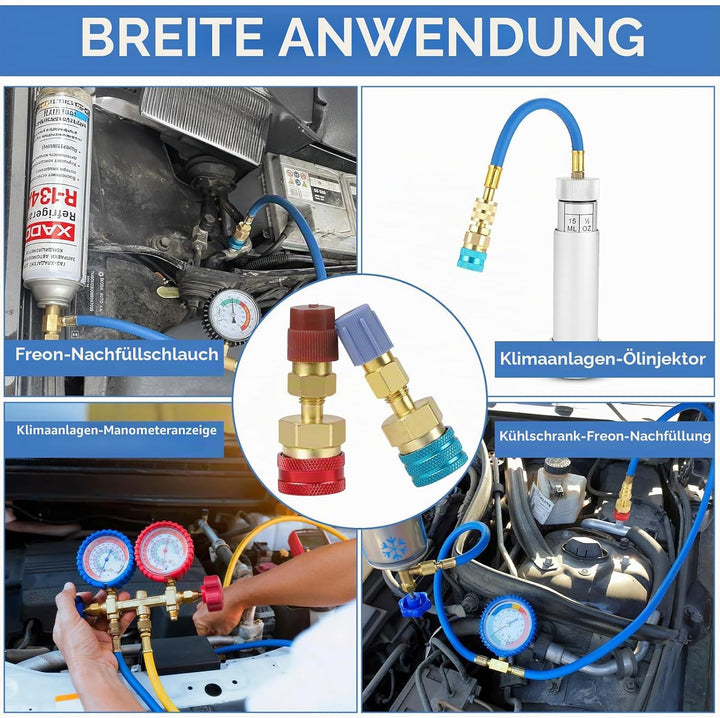 DBREAKS R1234yf-auf-R134a-Adapter, Messing Schnellkupplungssatz, High/Low Side Schnellkupplung Adapt