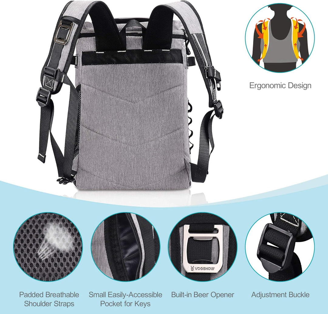 Vogshow 30L Kühlrucksack, Grosser Isolierter Picknickrucksäcke Kühltasche Mehrzweck Rucksack Männer