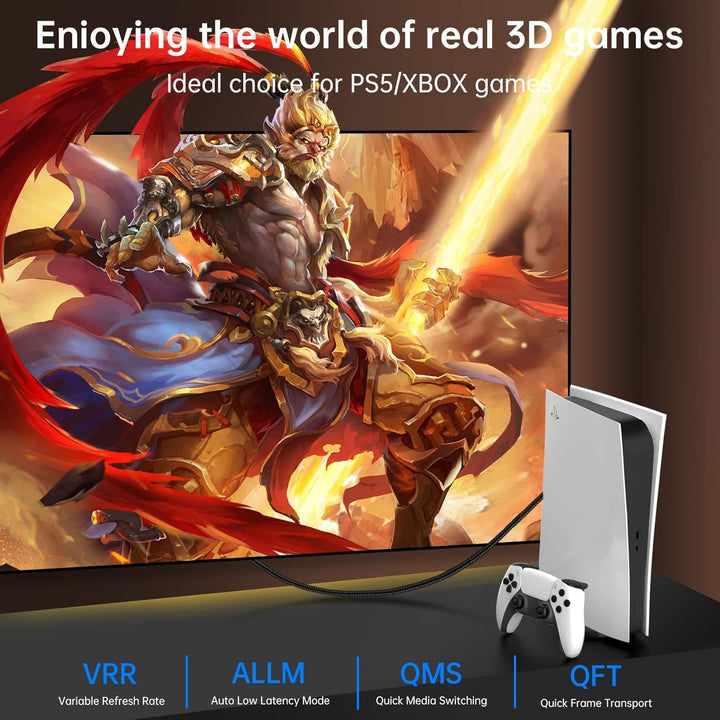 HDMI 2.1 Kabel 8K 2Meter (2 Stück), HDMI Kabel Ultra Highspeed 48Gbps 8K@60Hz eARC HDCP 2.2&amp;2.3 DTS: